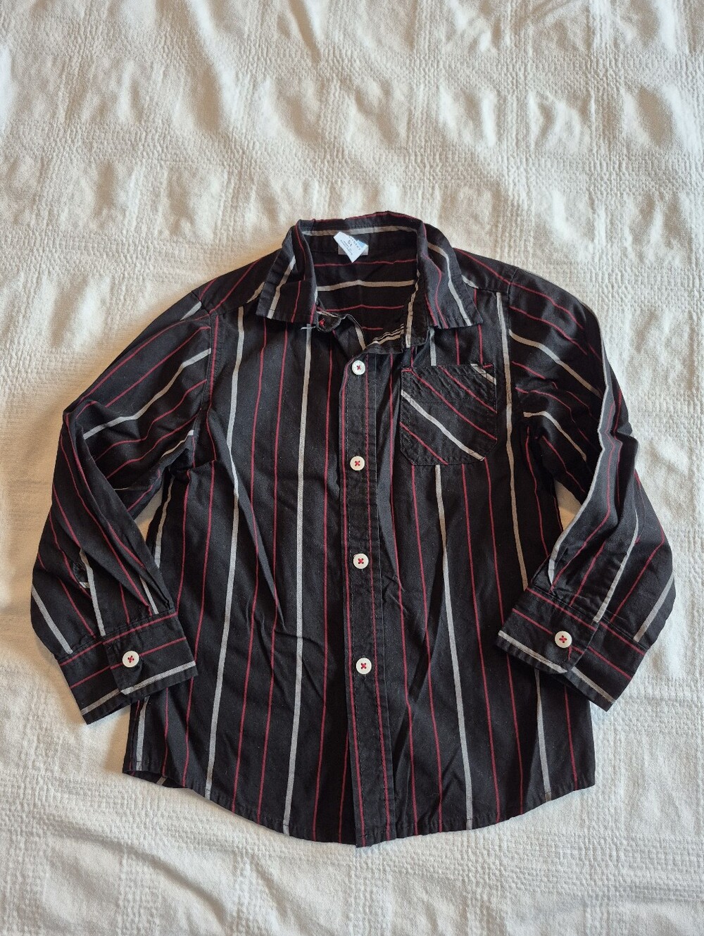 Healthtex boys 5T long sleeve button up shirt black, red, gray VGUC